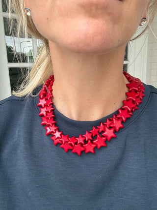 Large Star Necklace in Red