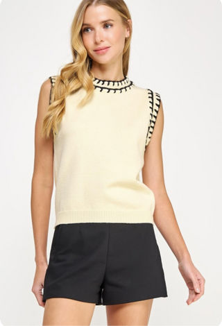 Cream & Black Kint Tank
