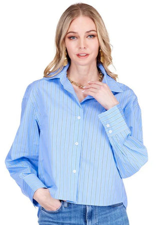 Blue Stripe Crop Blouse