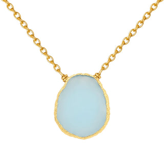SPS | Gold Filled Slice Necklace Blue Chalecdony