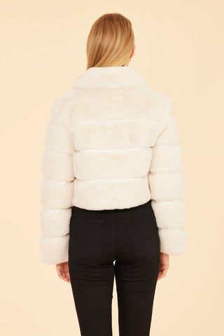 Ivory Faux Fur Paneled Jacket