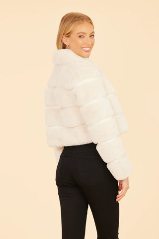 Ivory Faux Fur Paneled Jacket