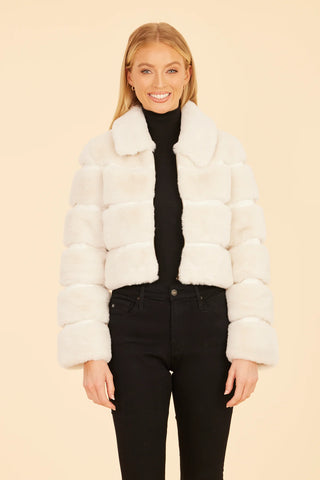 Ivory Faux Fur Paneled Jacket