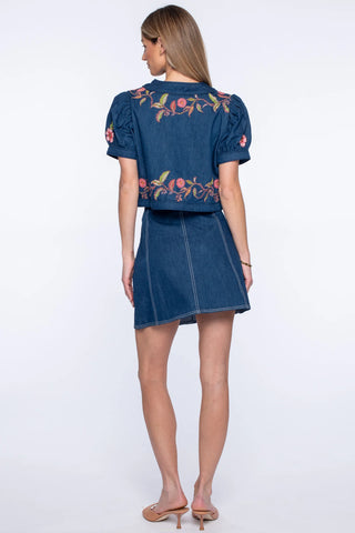 Coco Top in Denim Floral