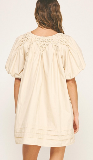 Almond Poplin Mini Dress