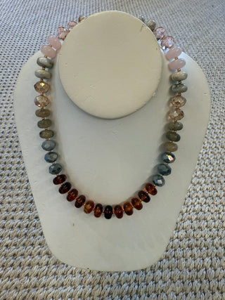 Pink, Brown & Neutrals Beaded Necklace