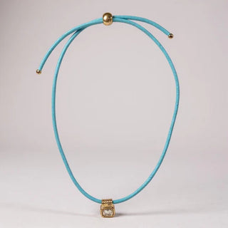Leather Cord Necklace - Powder Blue