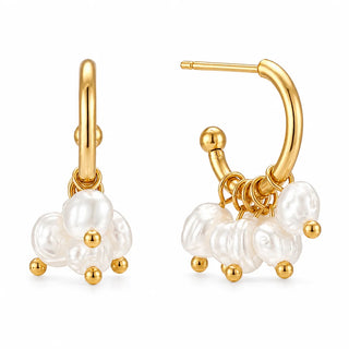 Chara Mini Hoop Pearl Earring in Gold