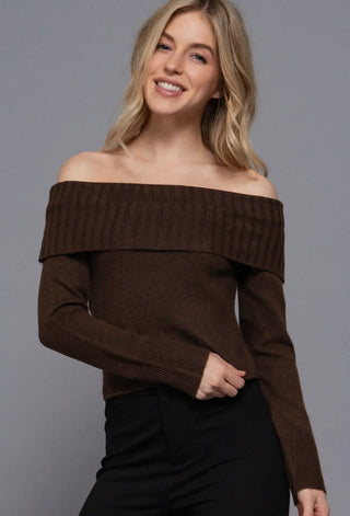 Brown Off the  Shoulder Top
