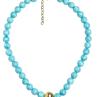 Winnie Quartz Beaded Necklace, Turquoise