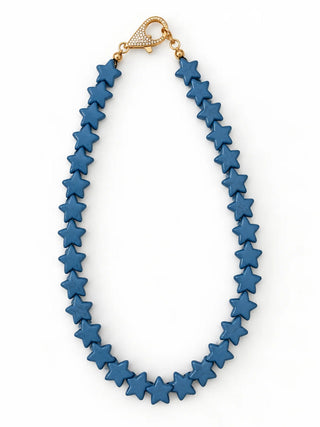 Small Star Necklace in Dusty Blue