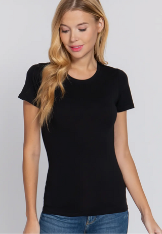 Black Crew Short Sleeve Top