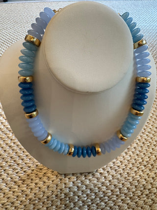 Light Blue Chunky Marbled Beaded Necklace