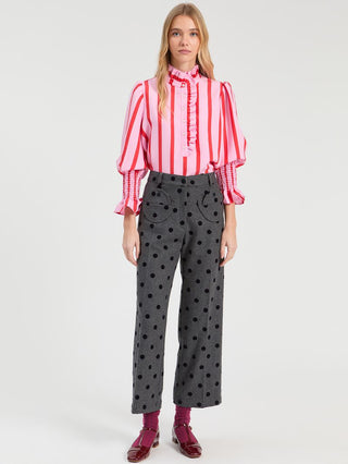 Pink & Red Ruffle Neck Top