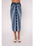 Apolline Midi Skirt, Paneled Denim