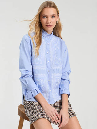Light Blue Embroidered Blouse