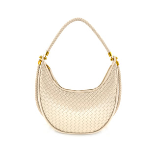 Double Strap Woven Hobo, Beige