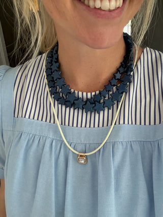 Large Star Necklace in Navy