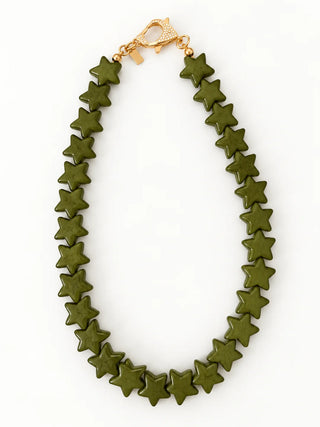 Large Star Necklace in Hunter Green