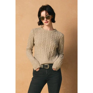 Beige Cable Knit Sweater