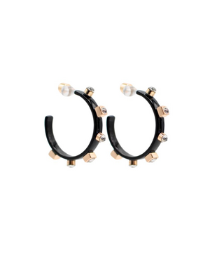 Black Metal Crystal Hoop