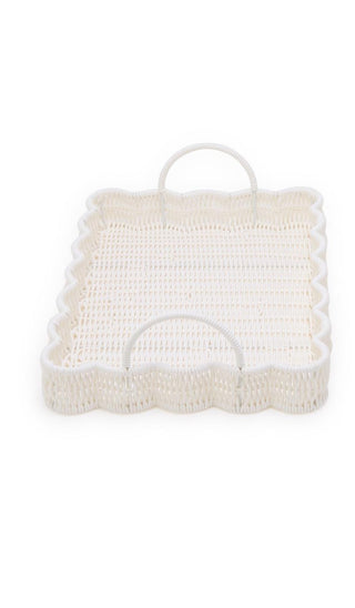 15.75x4.5 All Weather Wicker Scalloped Edge Serving Trays