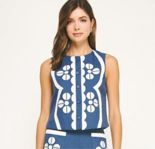 Blue & White Vest Top
