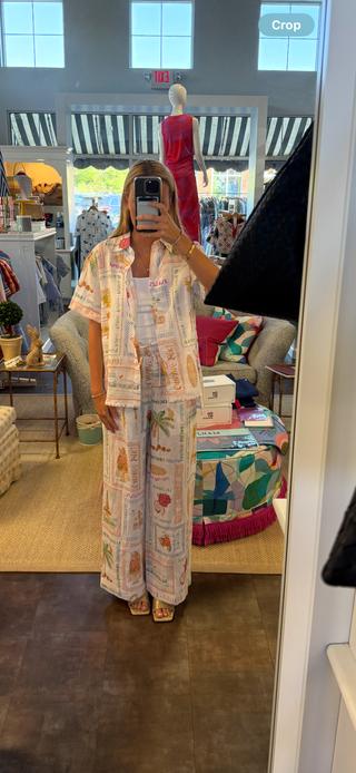 Lottie Pants - Printed Linen, Bali