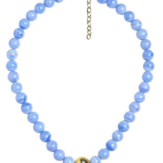 Winnie Quartz Beaded Necklace, Light Blue
