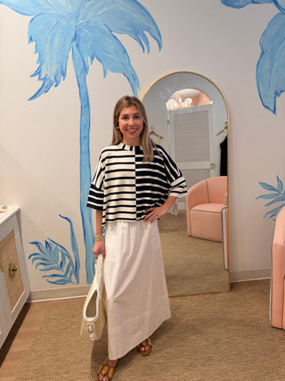 Mauro Top, Navy/ White