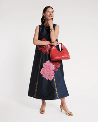 Crescent Tote Crinkled Leather in Red