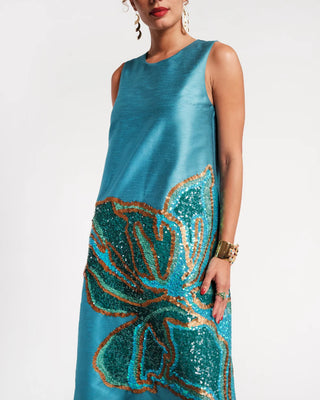 Alice Midi Dress in Teal