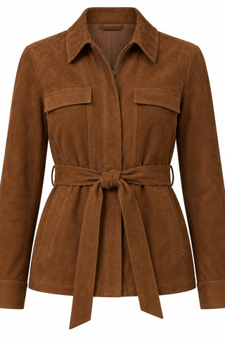 Hannah Suede Jacket in Camel