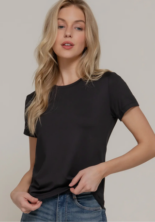 Black Round Neck Short Sleeve Top