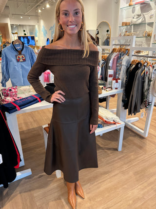 Brown Off the  Shoulder Top