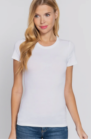 White Crew Short Sleeve Top
