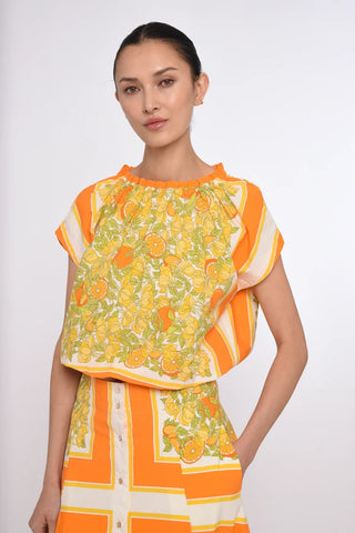 Cammie Top in Orange Blossom Print