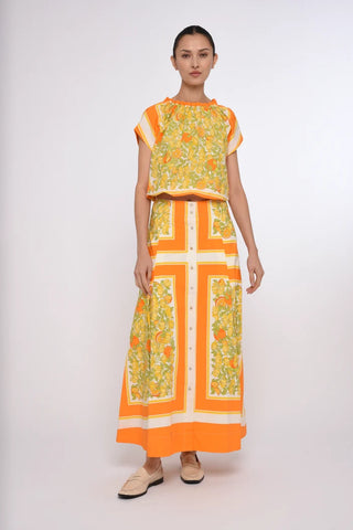 Cammie Top in Orange Blossom Print