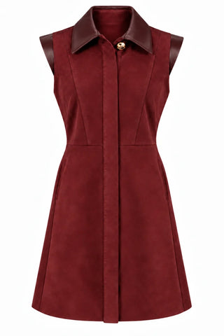 Albie Dress in Maroon Suede