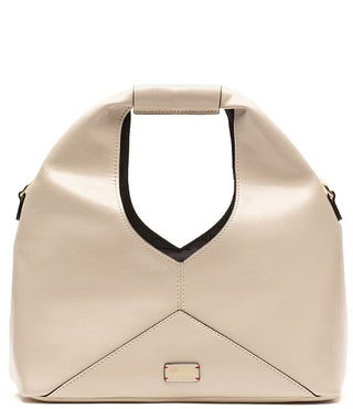 Crescent Tote Crinkled Leather Bag in Oyster
