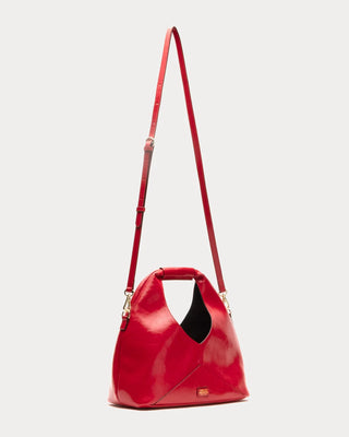 Crescent Tote Crinkled Leather in Red