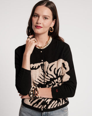 Darling Cardigan in Carefree Chrysanthemum Black/Camel
