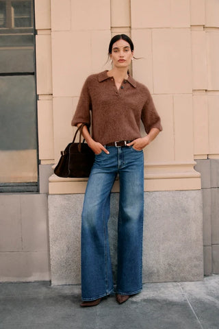Vivian Mid Rise Wide Leg in Blue Depths
