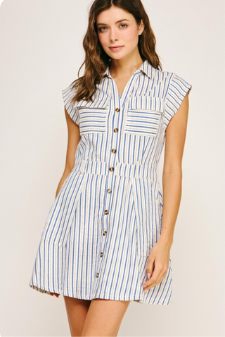 Blue Stripe Mini Dress