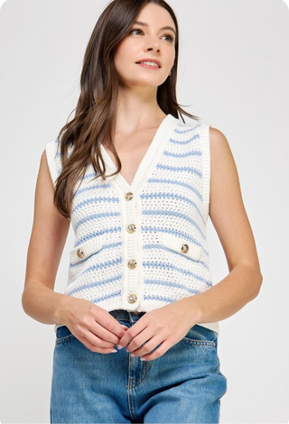 V Neck Crochet Vest