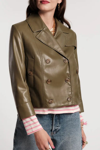 Moto Jacket Faux Leather in Olive