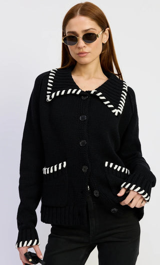 Black Piper Knit Cardigan