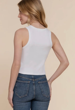 White Sleeveless Round Neck