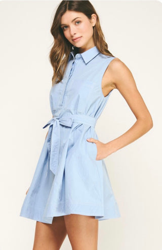 Blue Mini Shirt Dress