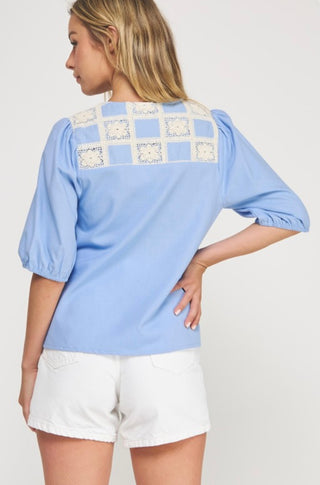 Chambray Crochet Blouse
